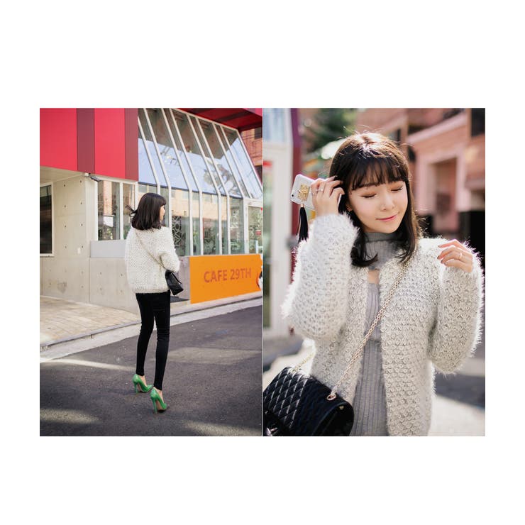 ニットTシャツ 長袖 胸元開き[品番：AD000005296]｜PREMIUM K