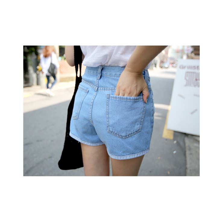 Darich ハイウエストデニムショートパンツ I-BLU(アイスブルー) M