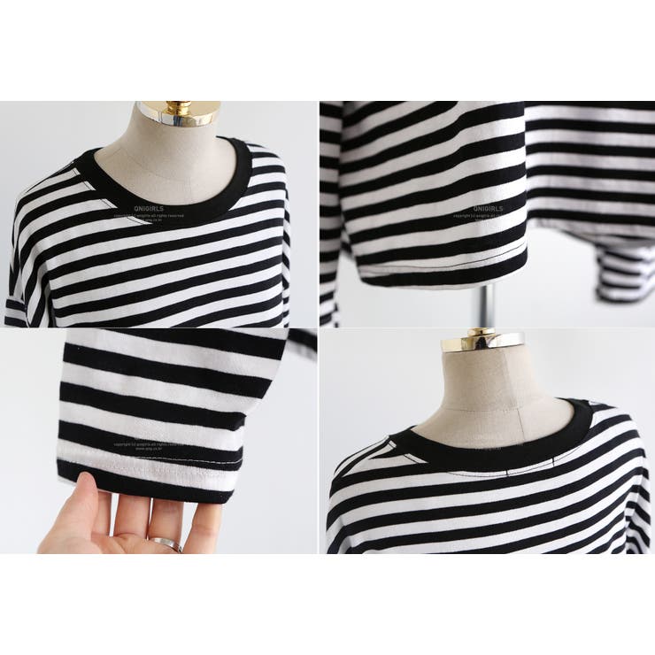 ロングスリーブボーダーTシャツ 長袖 ロンT[品番：AD000007206