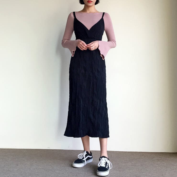 くしゅくしゅロングワンピース キャミソールワンピ キャミワンピ