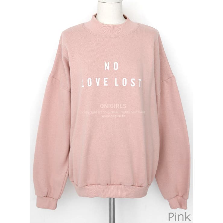 Pink | NoLoveLost裏起毛トレーナー ロゴスウェット ドロップショルダー | PREMIUM K