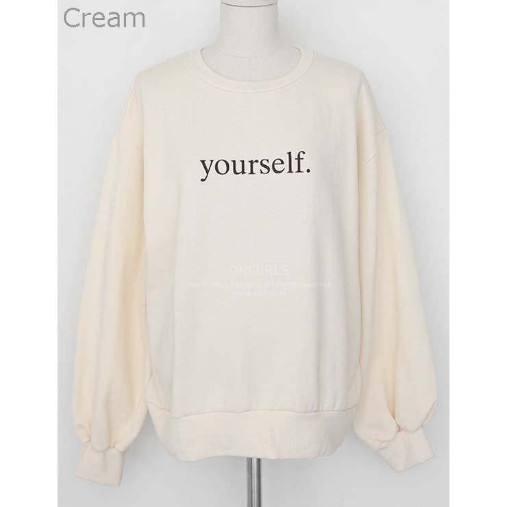 Cream | yourselfロゴスウェット 裏起毛 トレーナー | PREMIUM K