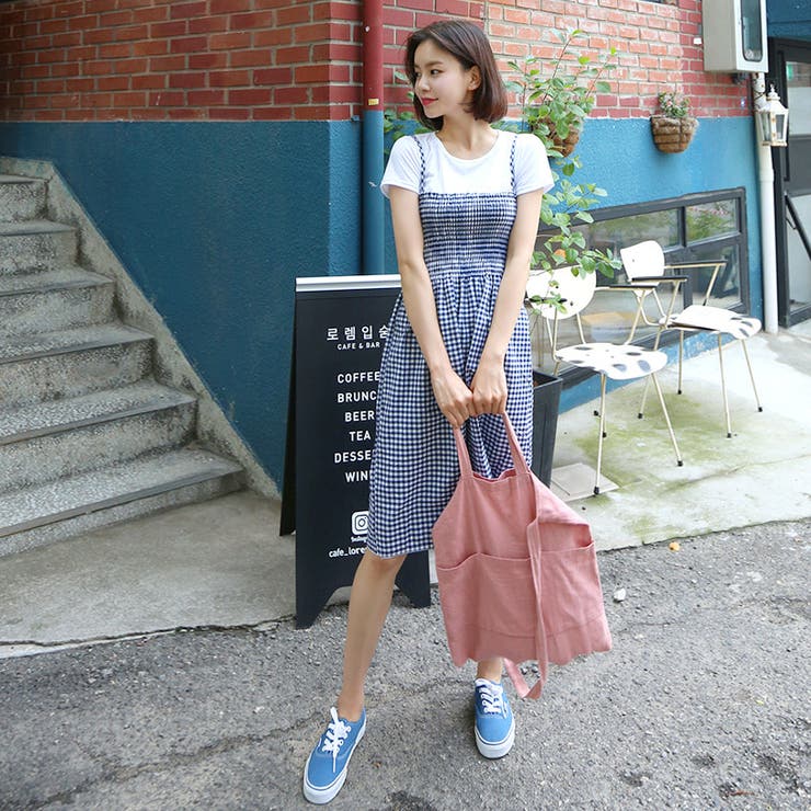 Tシャツ&チェックワンピースセット バストバンディング 伸縮 | PREMIUM K | 詳細画像14
