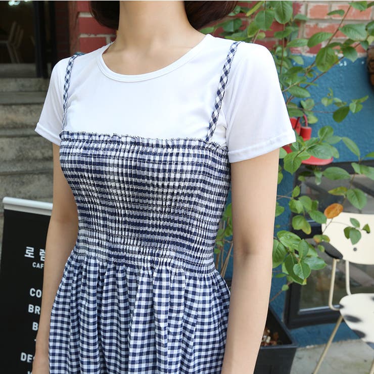 Tシャツ&チェックワンピースセット バストバンディング 伸縮 | PREMIUM K | 詳細画像15