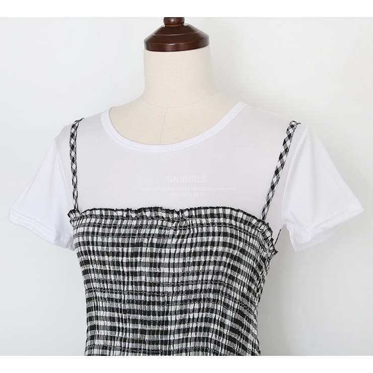 Tシャツ&チェックワンピースセット バストバンディング 伸縮 | PREMIUM K | 詳細画像25