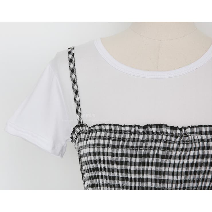 Tシャツ&チェックワンピースセット バストバンディング 伸縮 | PREMIUM K | 詳細画像27