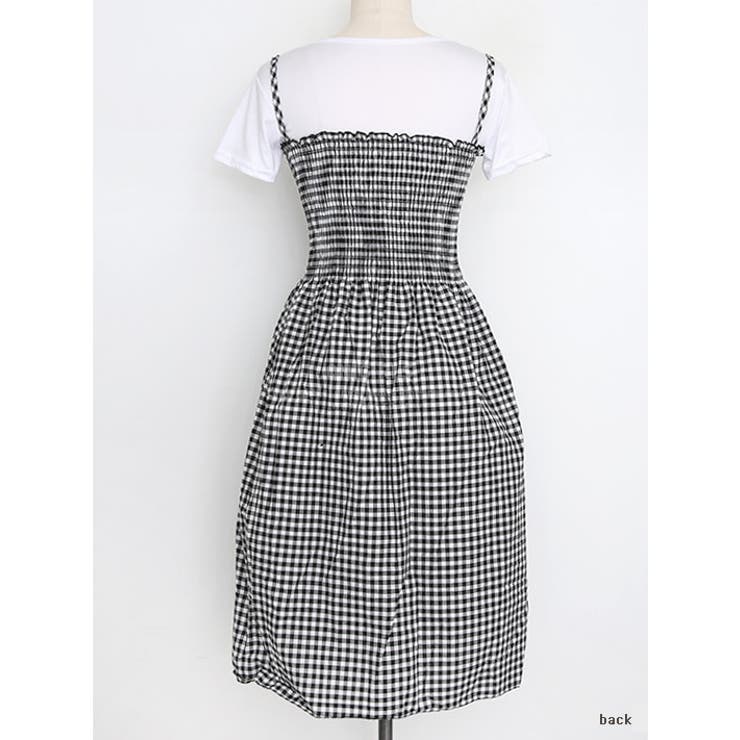 Tシャツ&チェックワンピースセット バストバンディング 伸縮 | PREMIUM K | 詳細画像3