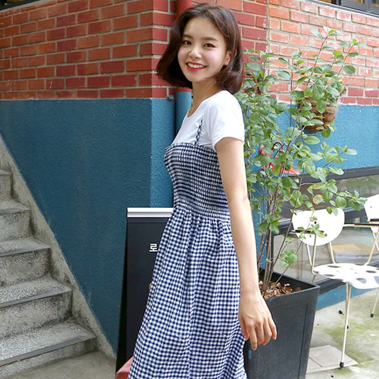 Tシャツ&チェックワンピースセット バストバンディング 伸縮 | PREMIUM K | 詳細画像9