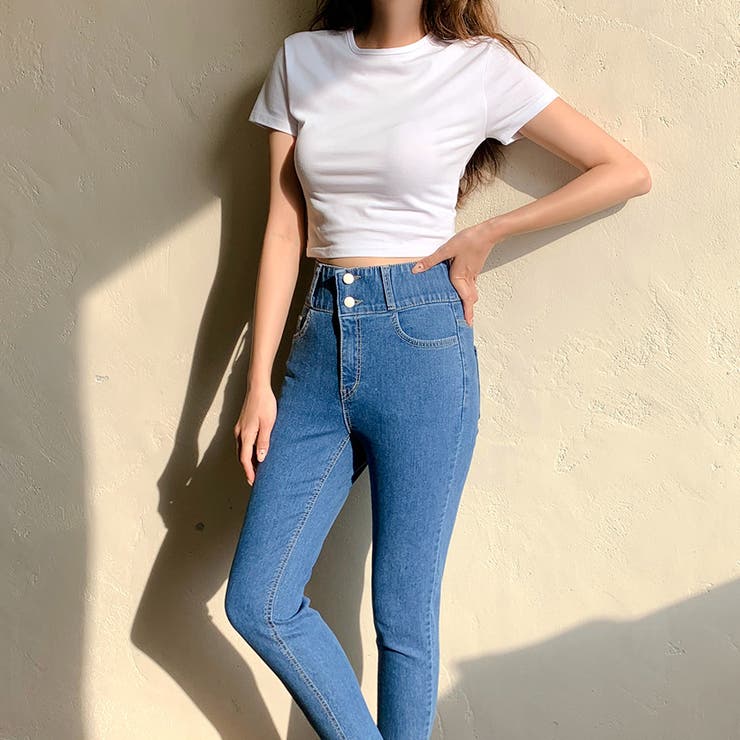 タイトクロップドTシャツ スリムフィット 半袖[品番 タイトクロップドTシャツ スリムフィット 半袖[品番