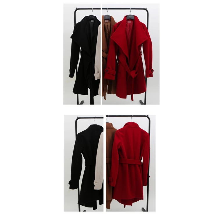 情熱レッドコート シックなブラックも◎ 大きな襟[品番