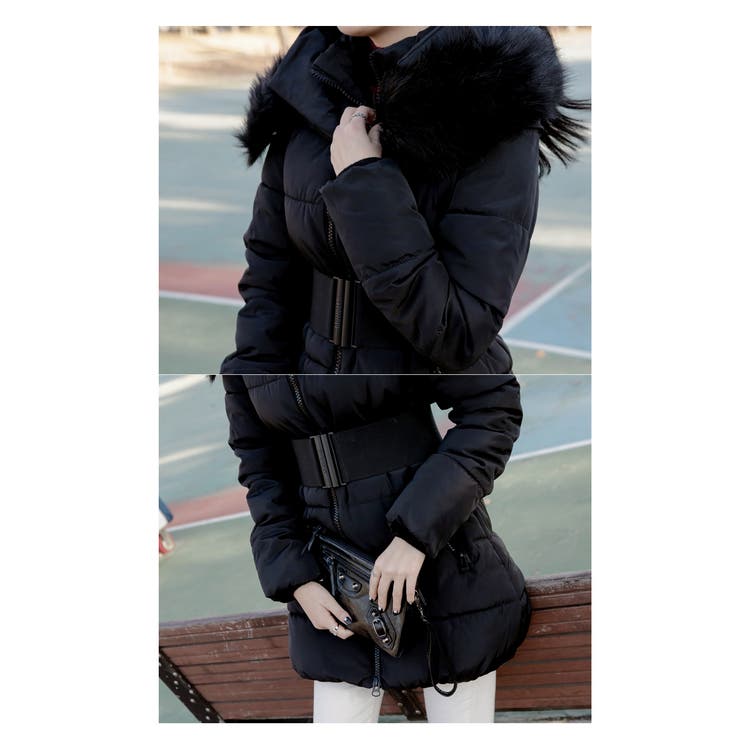 2024AW 新品 ZARA ベルト付き フード ダウンジャケット ブラック