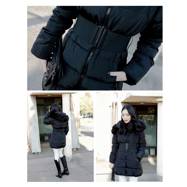 2024AW 新品 ZARA ベルト付き フード ダウンジャケット ブラック