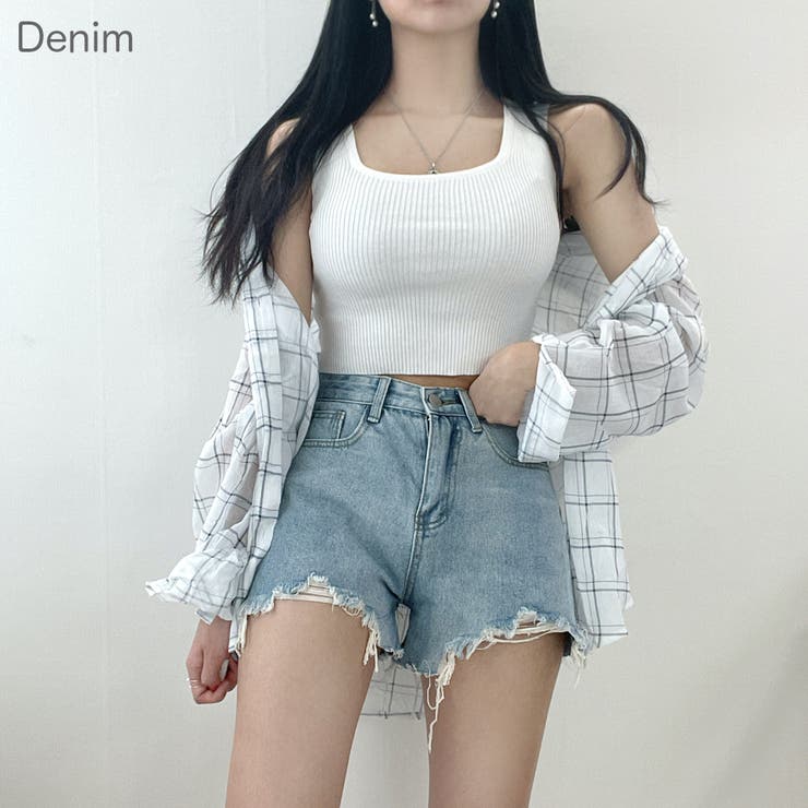 クラッシュデニムショートパンツ 短パン ダメージ加工 | PREMIUM K | 詳細画像4 