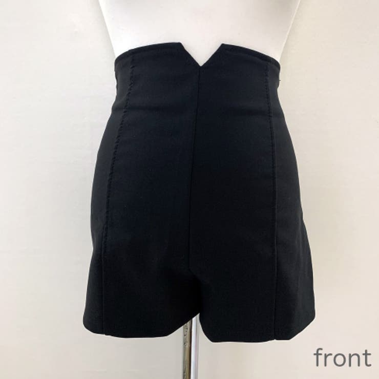 ハイウエストスクエアショートパンツ Vカットヘム スリム