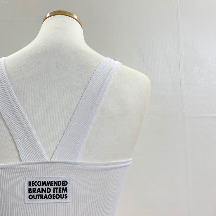 ラベルポイントタンクトップ クロップド丈 ノースリーブ[品番