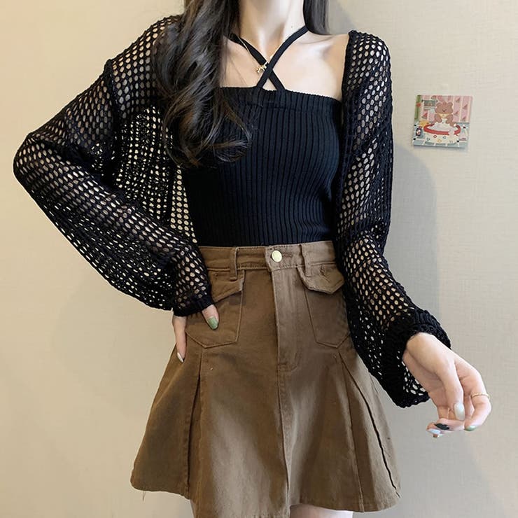 アンサンブル パターンメッシュカーディガン/キャミ2P　579568 Heather（ヘザー）の「ラメニットカーディガン/キャミ2P 116402