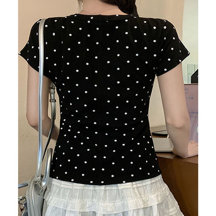 ラウンドネックドット柄Tシャツ[品番：PMZW0002160]｜Primazel