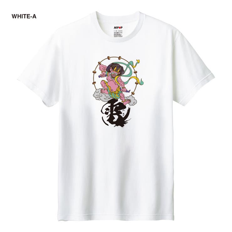 ホワイト-A | NIPOP（ニポップ） 半袖Tシャツ 雷神 | printrium