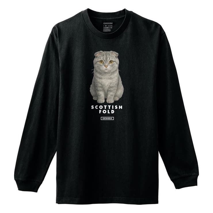 ブラック | Moftique 長袖Tシャツ スコティッシュフォールド | printrium