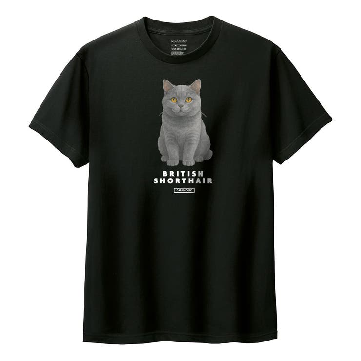 ブラック | Moftique（モフティック） 半袖Tシャツ ブリティッシュショートヘア | printrium