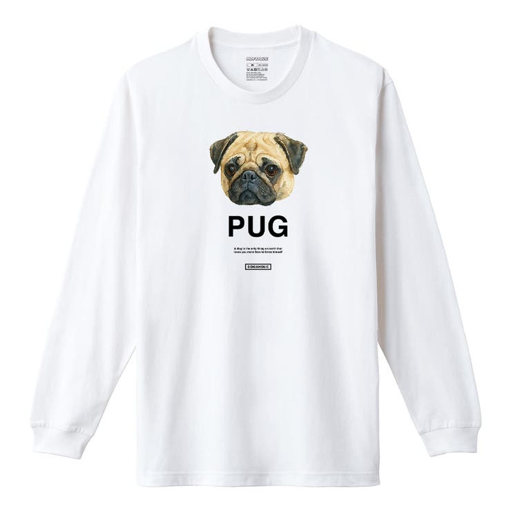 ホワイト | Moftique（モフティック） 長袖Tシャツ パグ | printrium