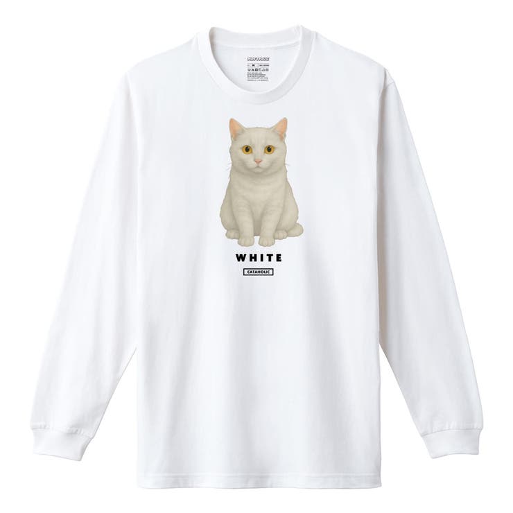 ホワイト | Moftique（モフティック） 長袖Tシャツ 白猫 | printrium