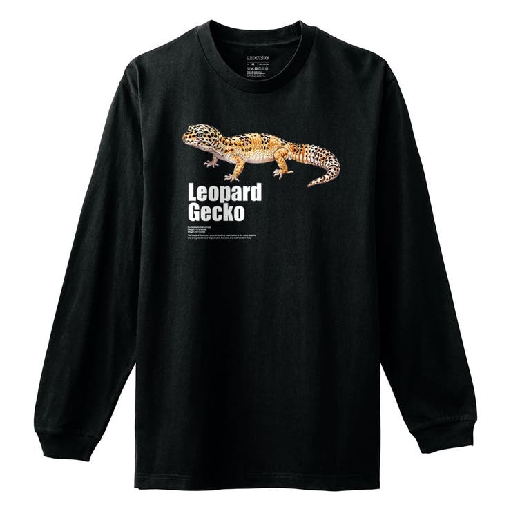 ブラック | Moftique（モフティック） 長袖Tシャツ ヒョウモントカゲモドキ | printrium