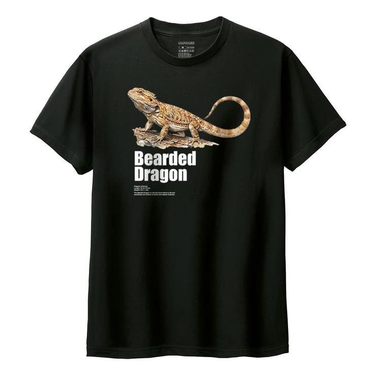 ブラック | Moftique（モフティック） 半袖Tシャツ フトアゴヒゲトカゲ | printrium