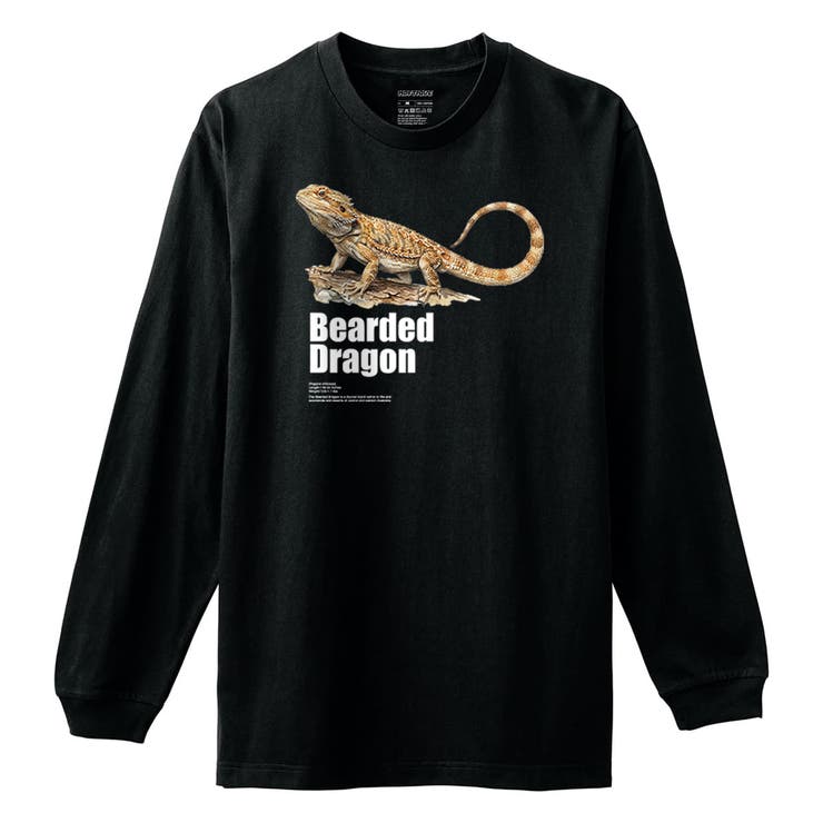 ブラック | Moftique（モフティック） 長袖Tシャツ フトアゴヒゲトカゲ | printrium