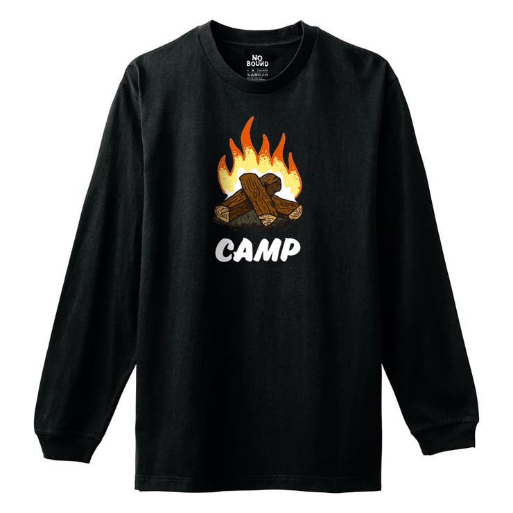 ブラック | NOBOUND 長袖Tシャツ キャンプイラスト | printrium