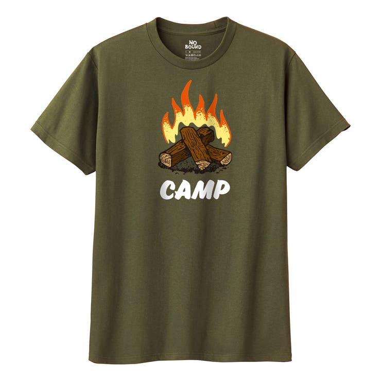 オリーブ | NOBOUND 半袖Tシャツ キャンプイラスト | printrium