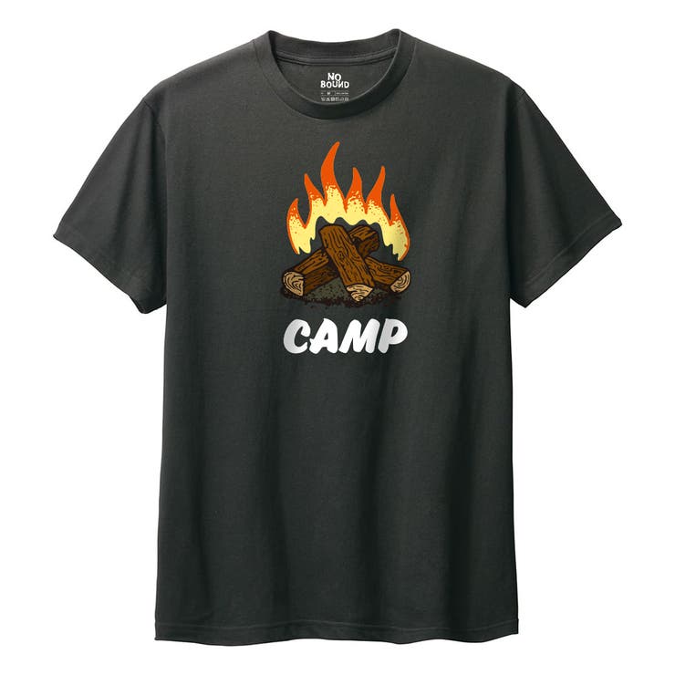 スモークブラック | NOBOUND 半袖Tシャツ キャンプイラスト | printrium