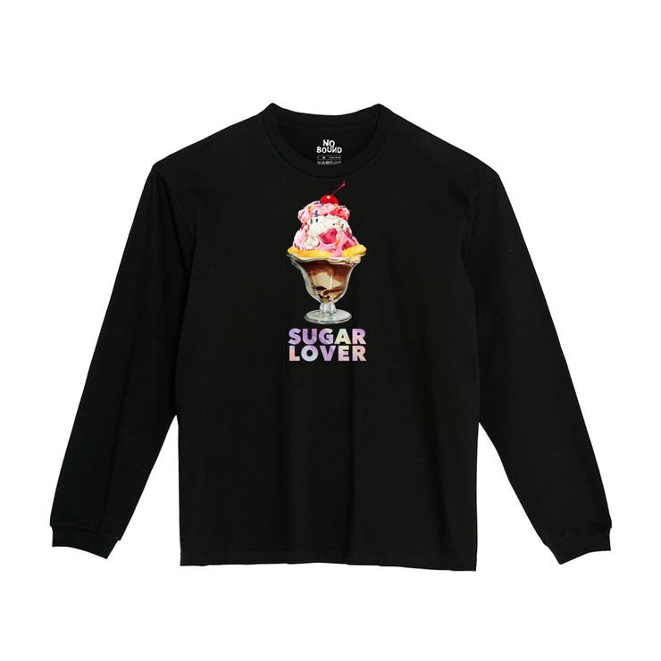 ブラック | NOBOUND 長袖Tシャツ パフェイラスト | printrium