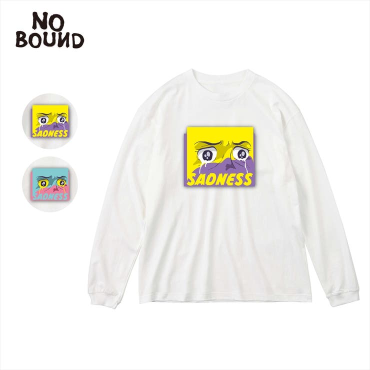 NOBOUND（ノーバウンド） 長袖Tシャツ サドネスフェイスイラスト | printrium | 詳細画像1 