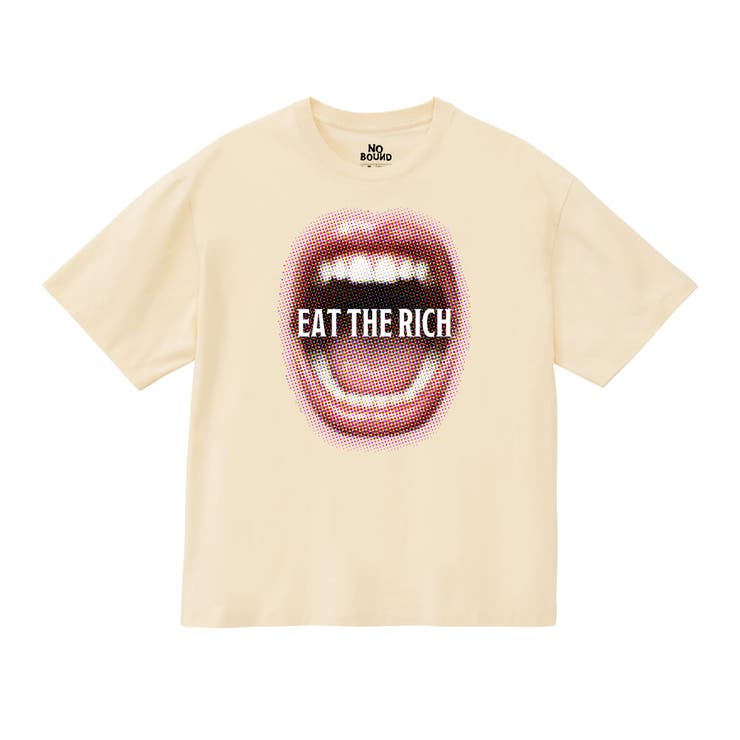 アイボリー | NOBOUND（ノーバウンド） 半袖Tシャツ マウスメッセージロゴプリント | printrium