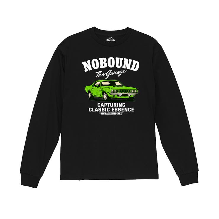 ブラック | NOBOUND 長袖Tシャツ クラシックカーイラスト | printrium