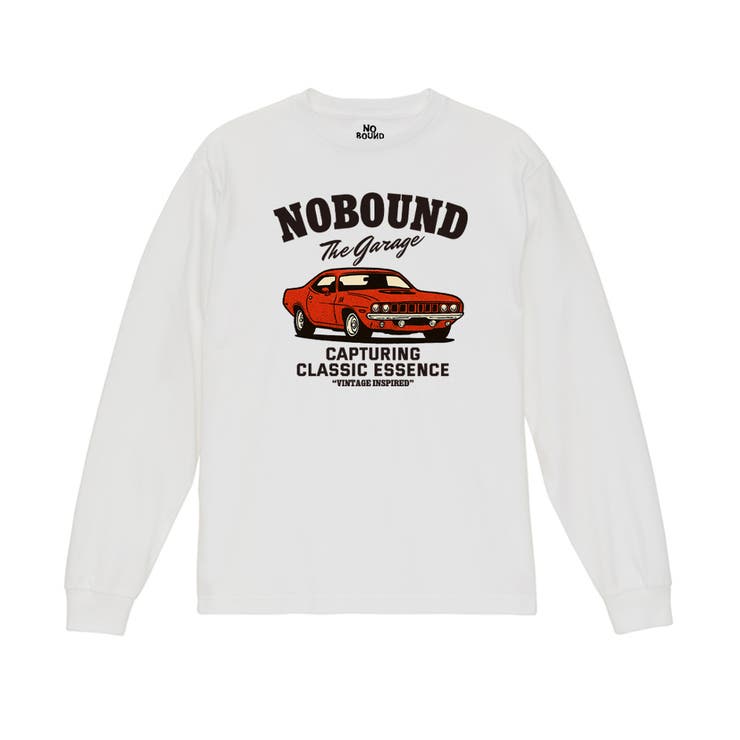 ホワイト | NOBOUND 長袖Tシャツ クラシックカーイラスト | printrium