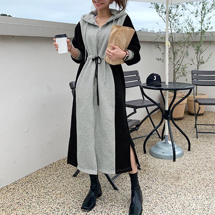 配色フロントジップ裏起毛フードワンピース 品番 Pvbw Privatebeach プライベートビーチ のレディースファッション通販 Shoplist ショップリスト