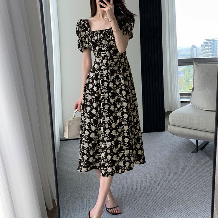 花柄スクエアネックワンピース 長袖/半袖 | privatebeach | 詳細画像10 