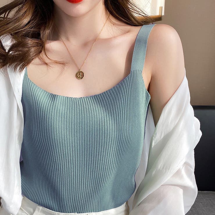 リブ編みニットキャミソール タンクトップ | privatebeach | 詳細画像12 