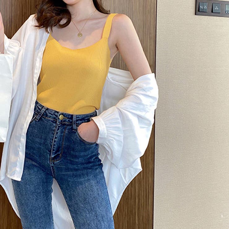 イエロー | リブ編みニットキャミソール タンクトップ | privatebeach