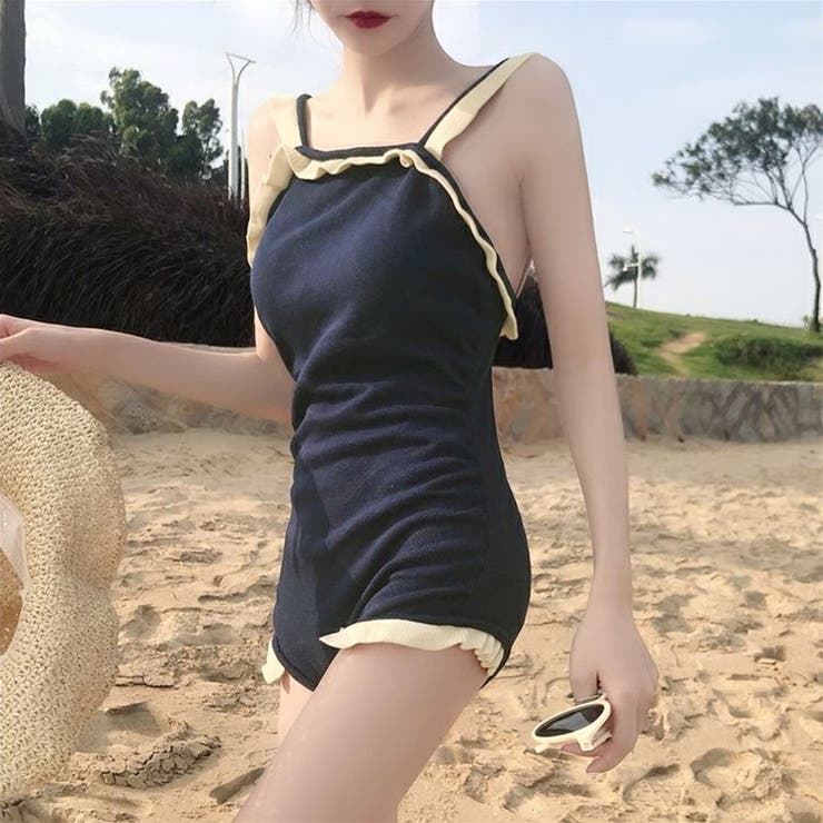 水着 配色フリルスイムウェア[品番：PVBW0008636]｜privatebeach