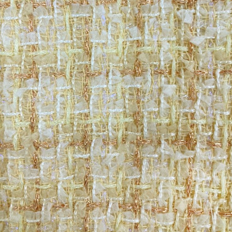 ファンシーチェックノーカラー半袖ジャケット[品番：PVBW0008687