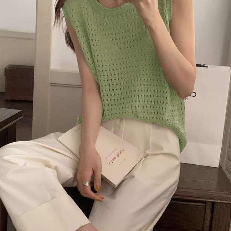 メッシュノースリーブトップス[品番：PVBW0008761]｜privatebeach