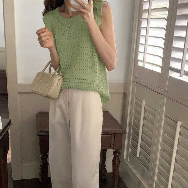 メッシュノースリーブトップス[品番：PVBW0008761]｜privatebeach