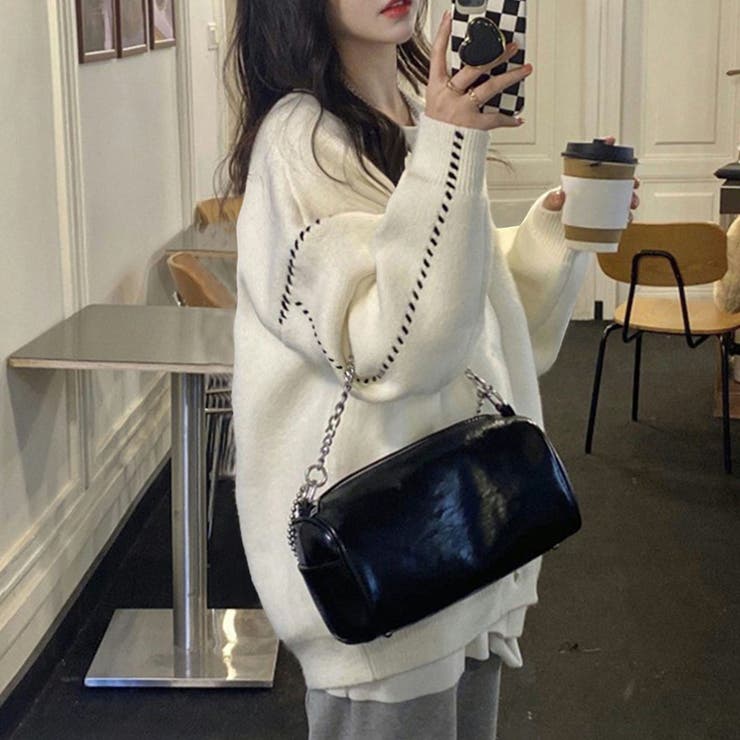 ホワイト | ステッチデザインオーバーサイズニットカーディガン | privatebeach