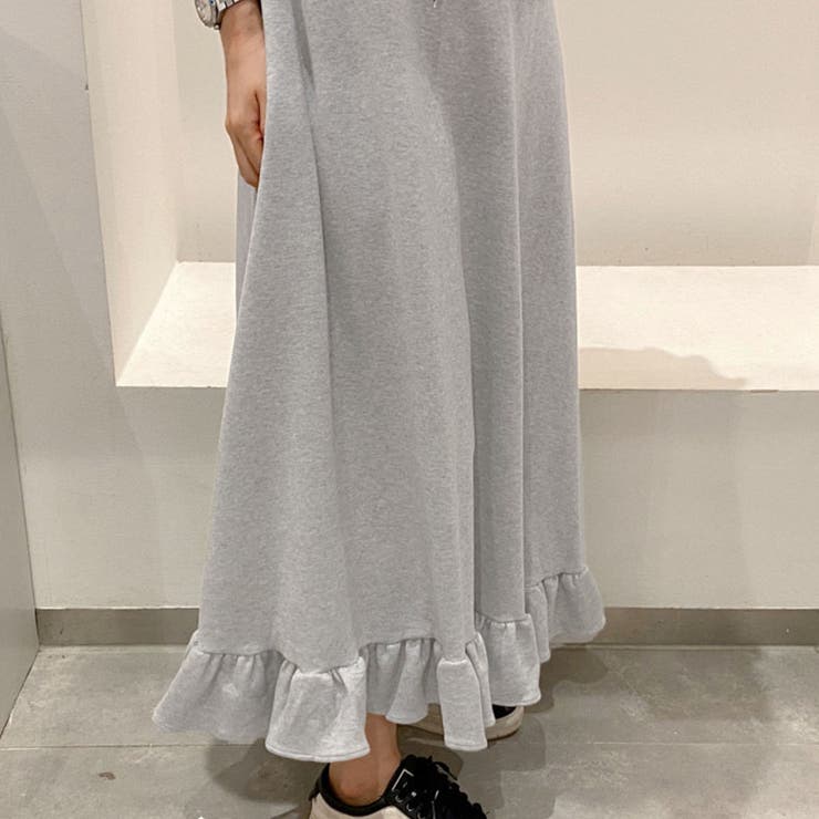 フリルスウェットロングフードワンピース[品番：PVBW0008896