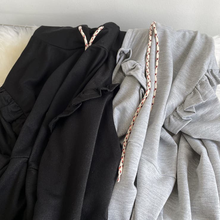 フリルスウェットロングフードワンピース[品番：PVBW0008896