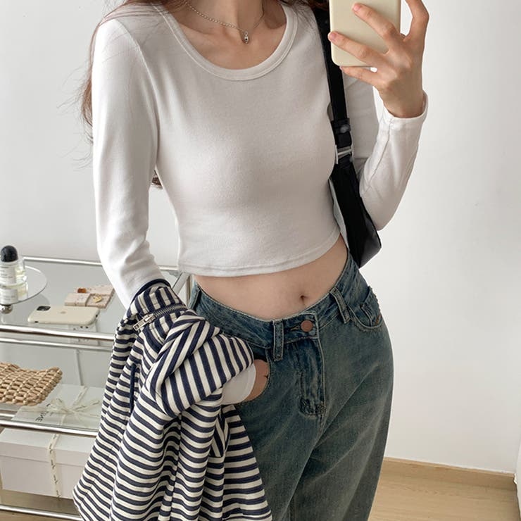 シンプルクロップド丈ロンT | privatebeach | 詳細画像4 