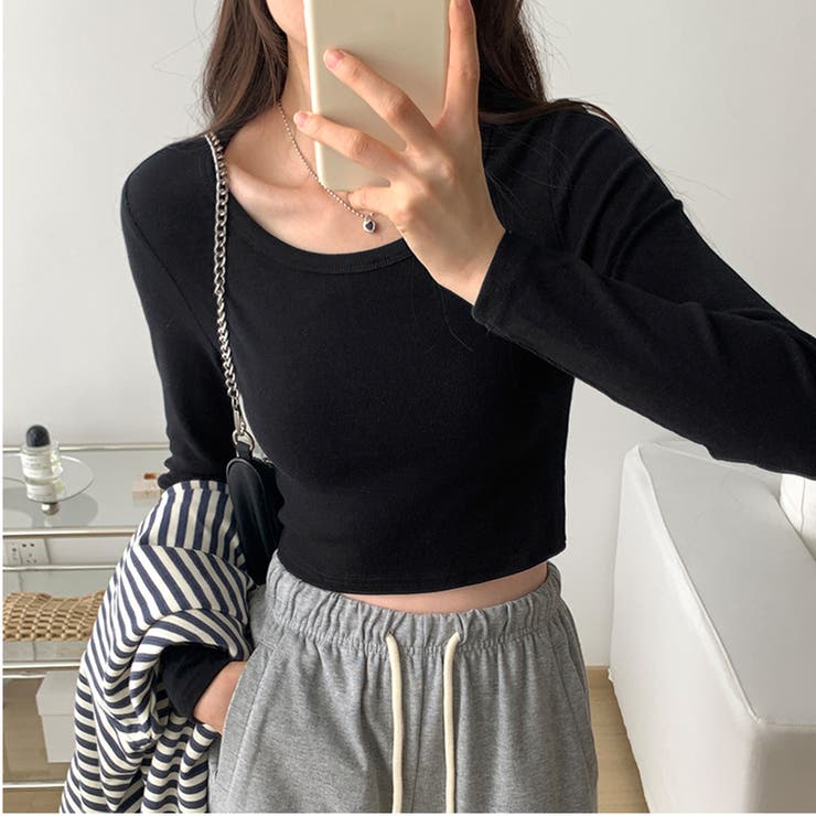 シンプルクロップド丈ロンT | privatebeach | 詳細画像7 